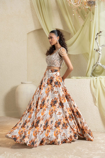 Amber Field Hand-Embroidered Lehenga