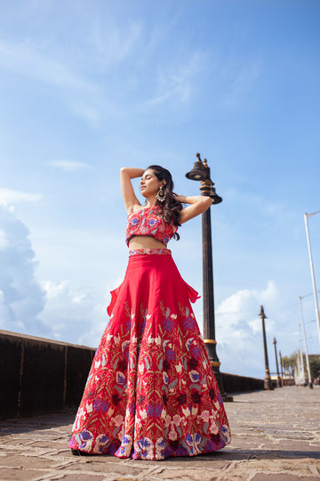Prerna Mehra - Pink Embroidered Lehenga Set