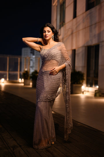 Sanjana Bhattacharjee - Lilac Saree