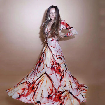 Jinita Seth - Coral Printed Lehenga Set