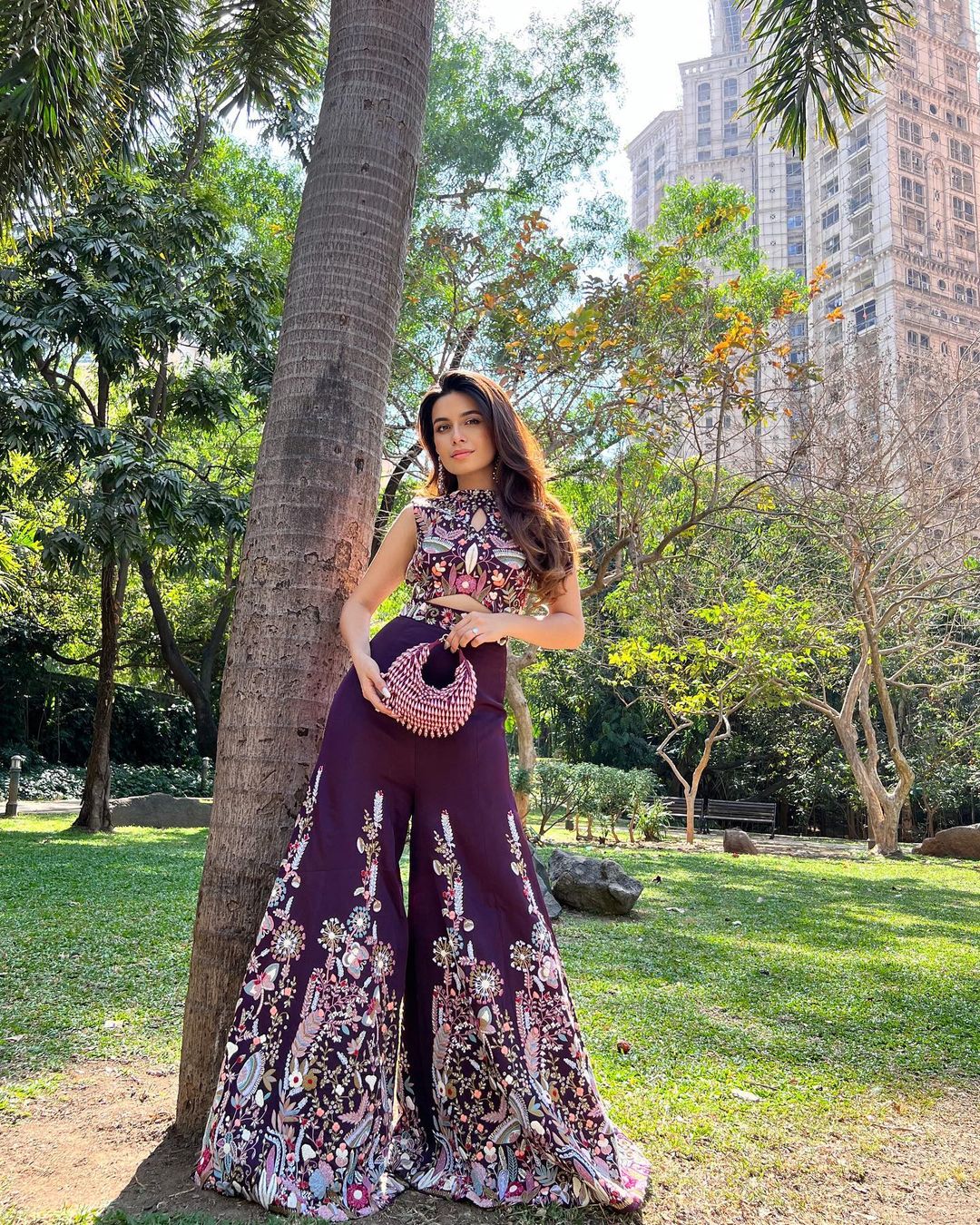 Prerna Mehra - Wine Embroidered Jumpsuit