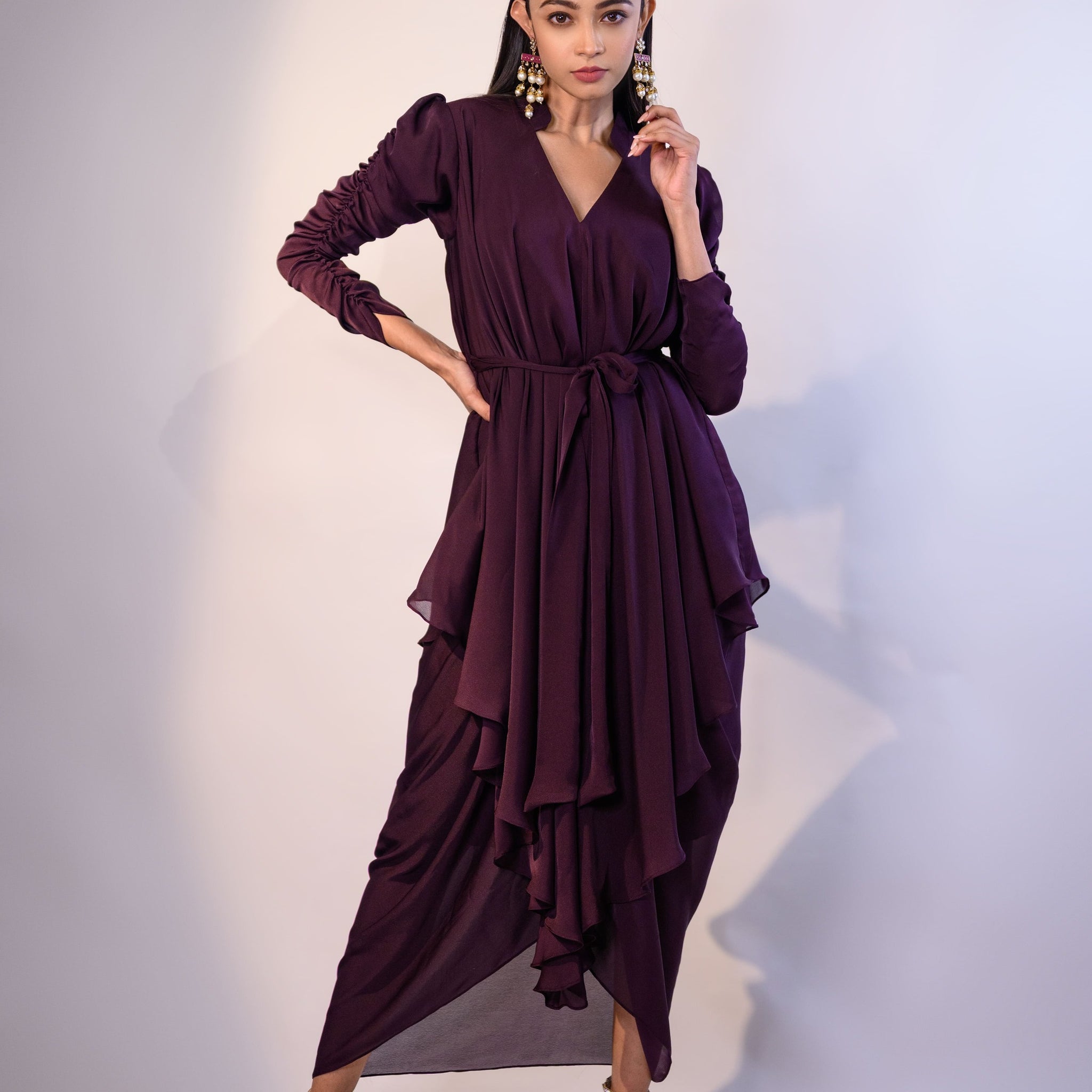Wine Drape Dress