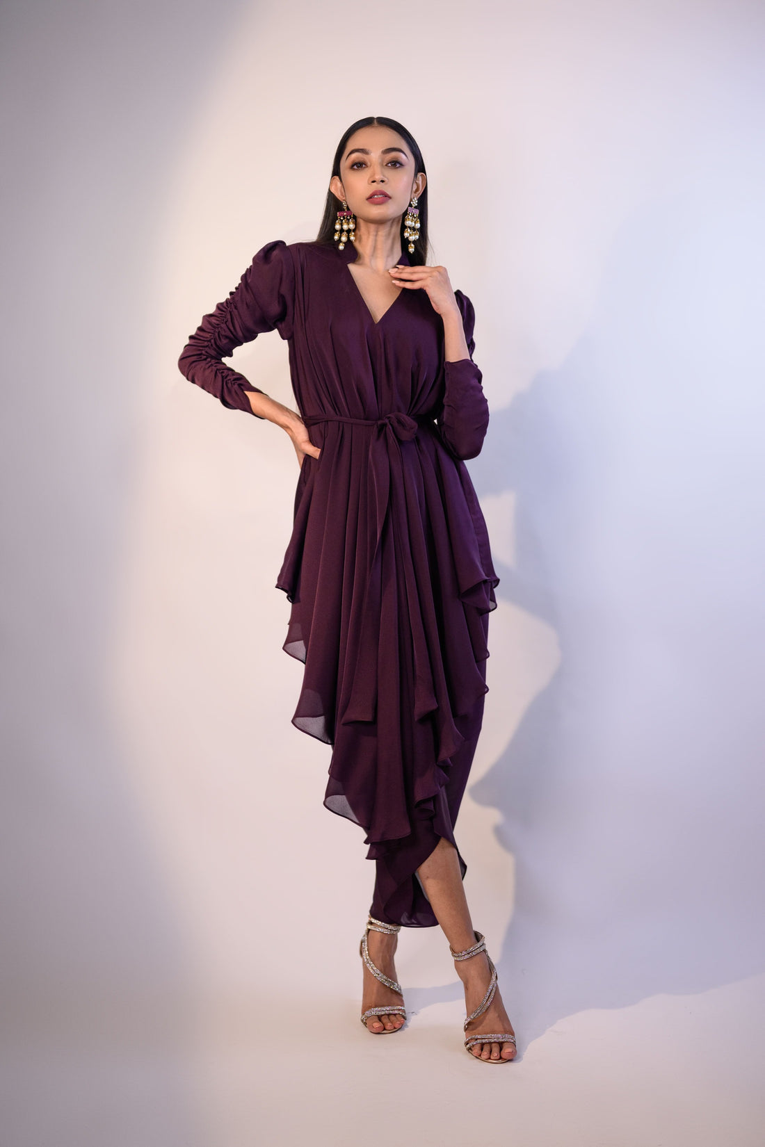 Wine Drape Dress