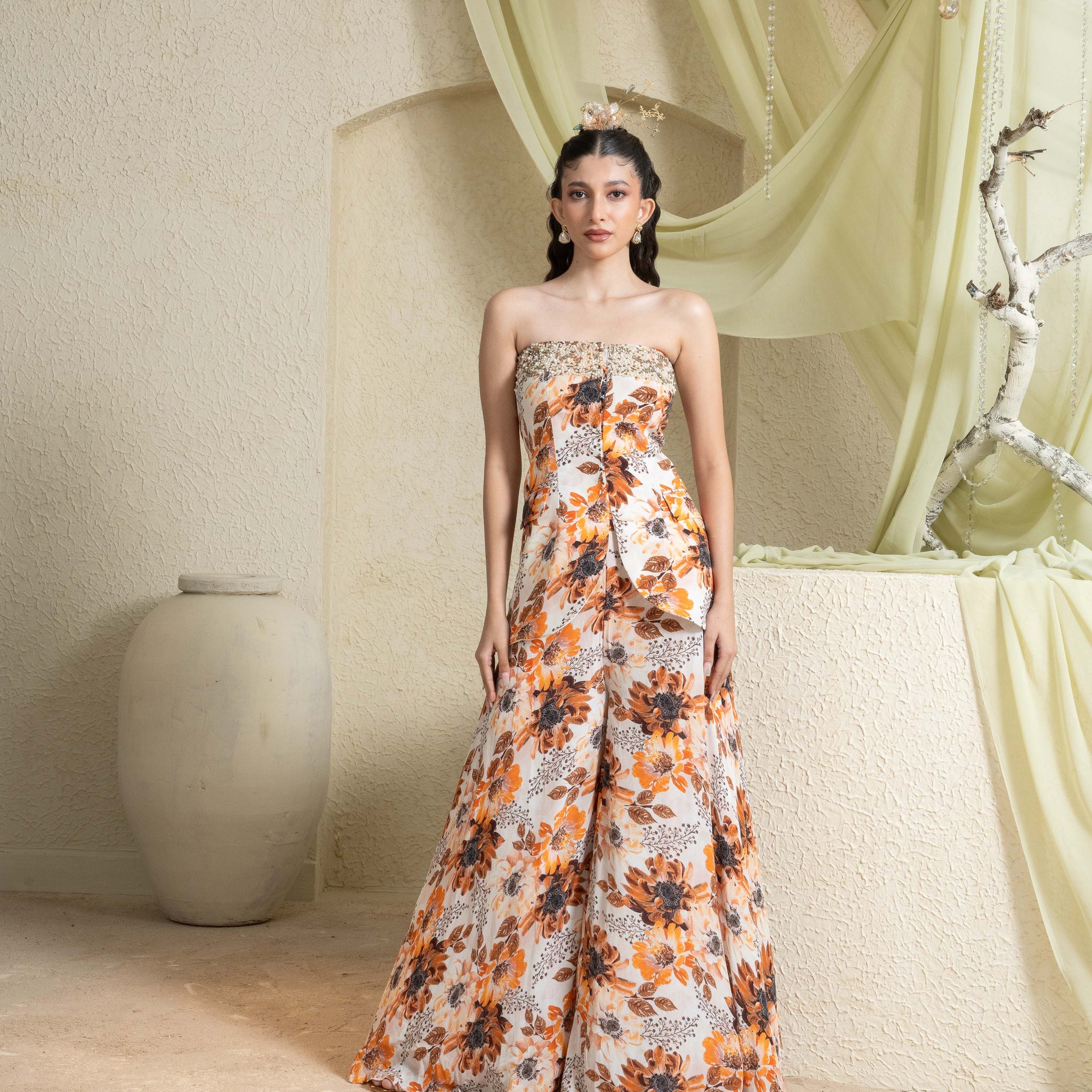 Amber Field Hand-Embroidered Corset & Pant Set