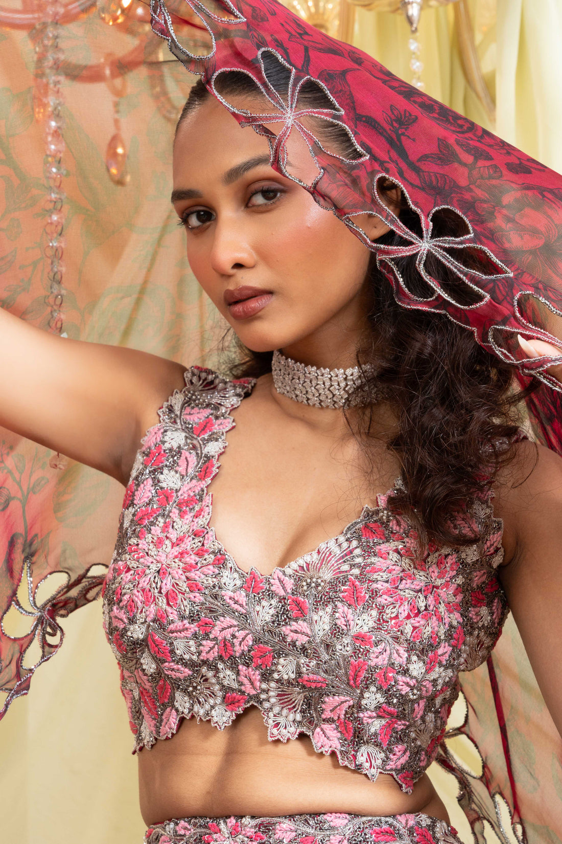 Shadow Rose Hand-Embroidered Lehenga