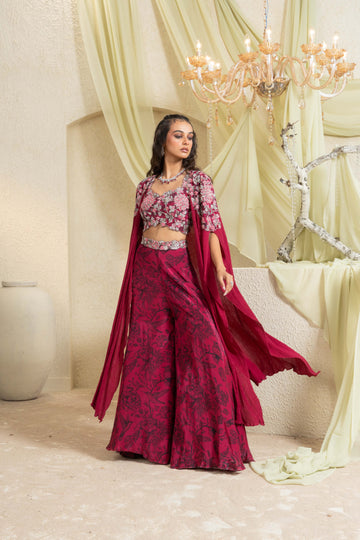 Shadow Rose Hand-Embroidered Pant Lehenga