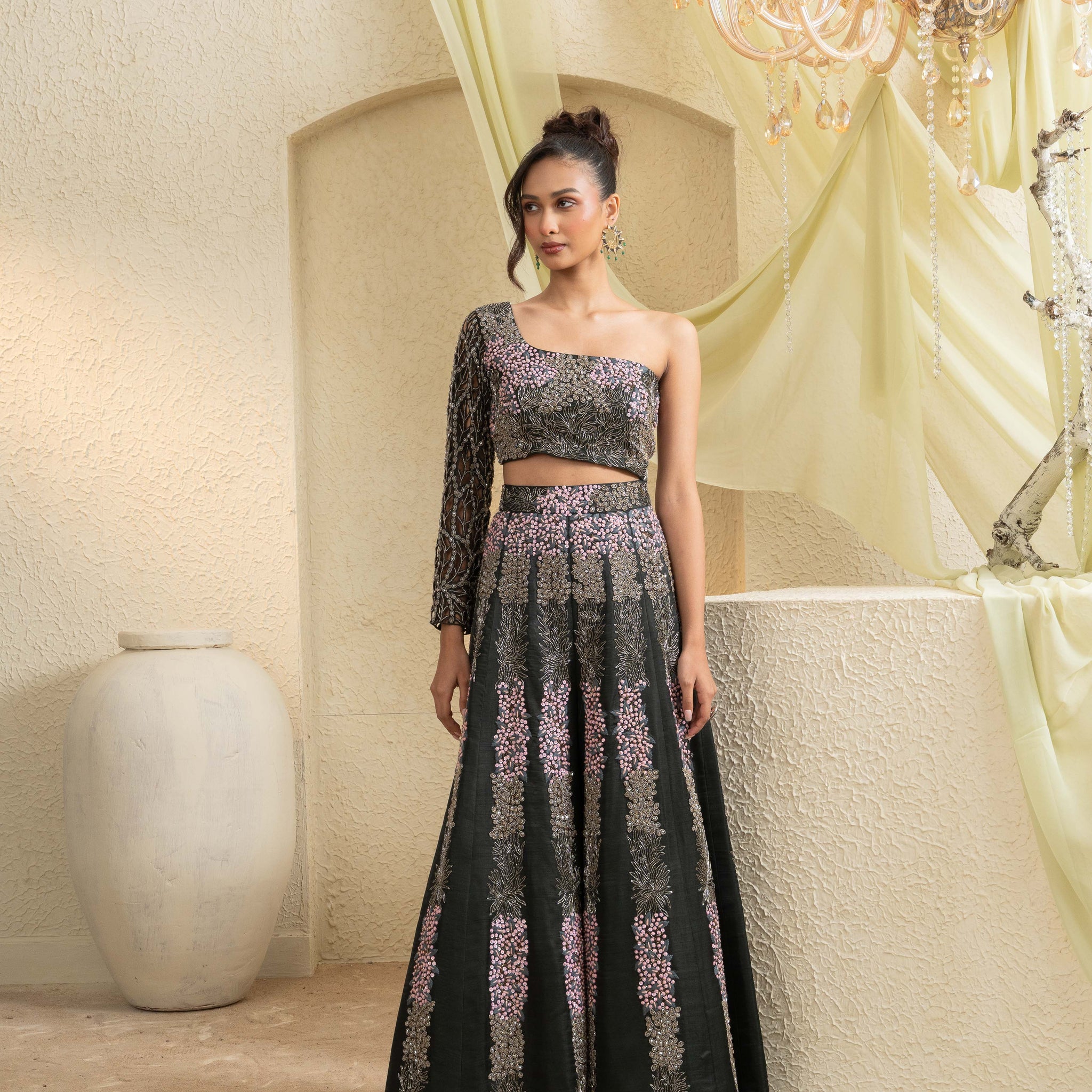 Forest Olive Hand-Embroidered Jumpsuit