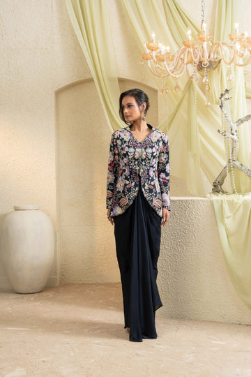 Midnight Hand-Embroidered Jacket Set