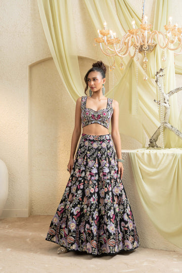Midnight Hand-Embroidered Lehenga