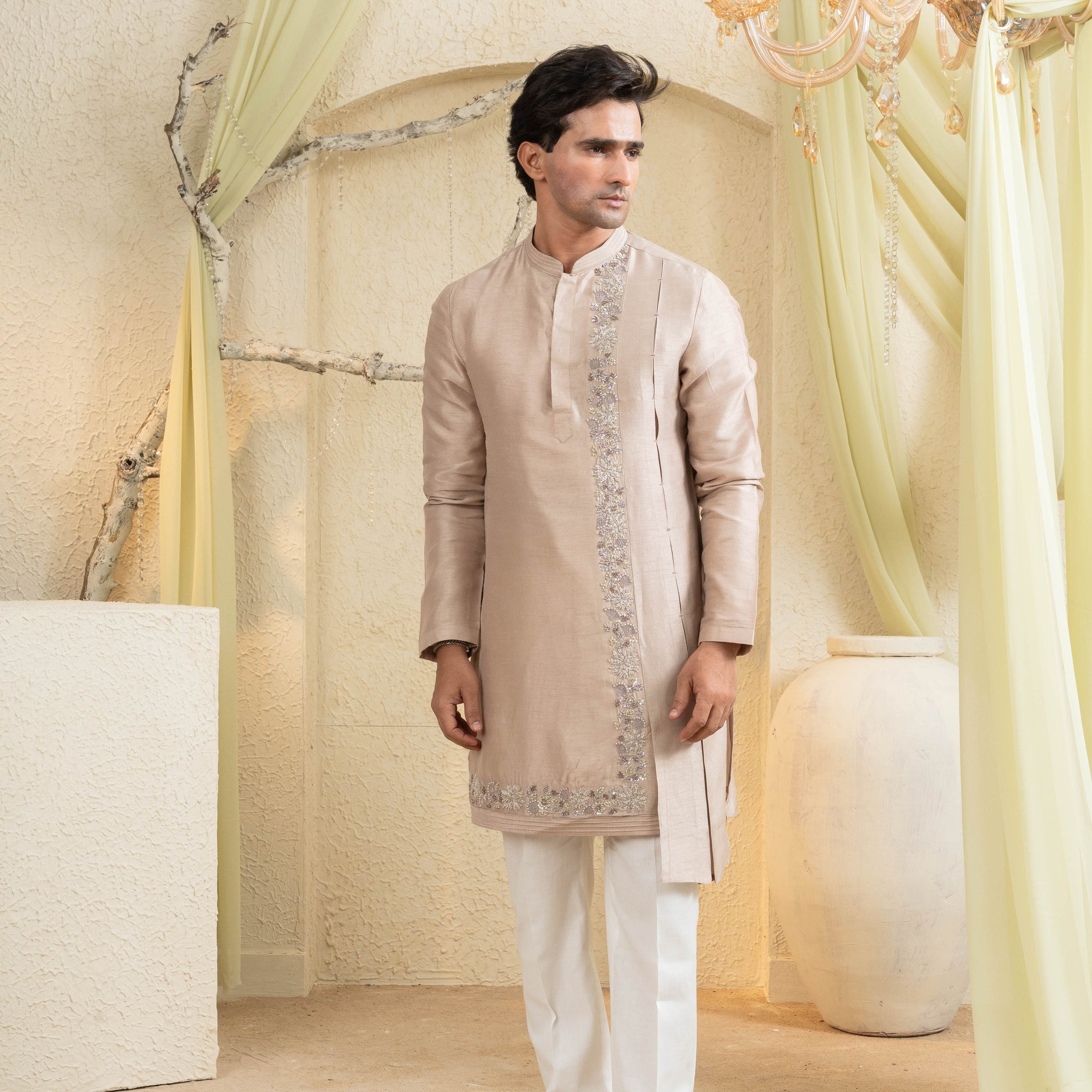 Champagne Gold Embroidered Kurta