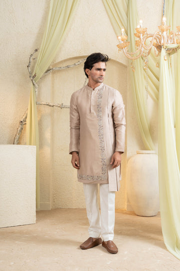 Champagne Gold Embroidered Kurta