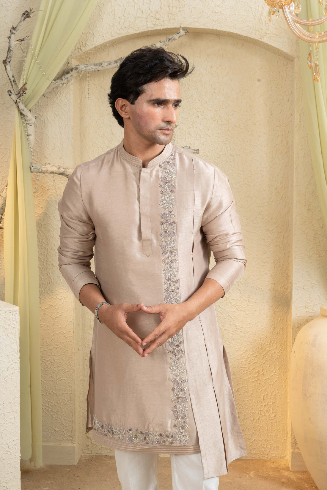Champagne Gold Embroidered Kurta