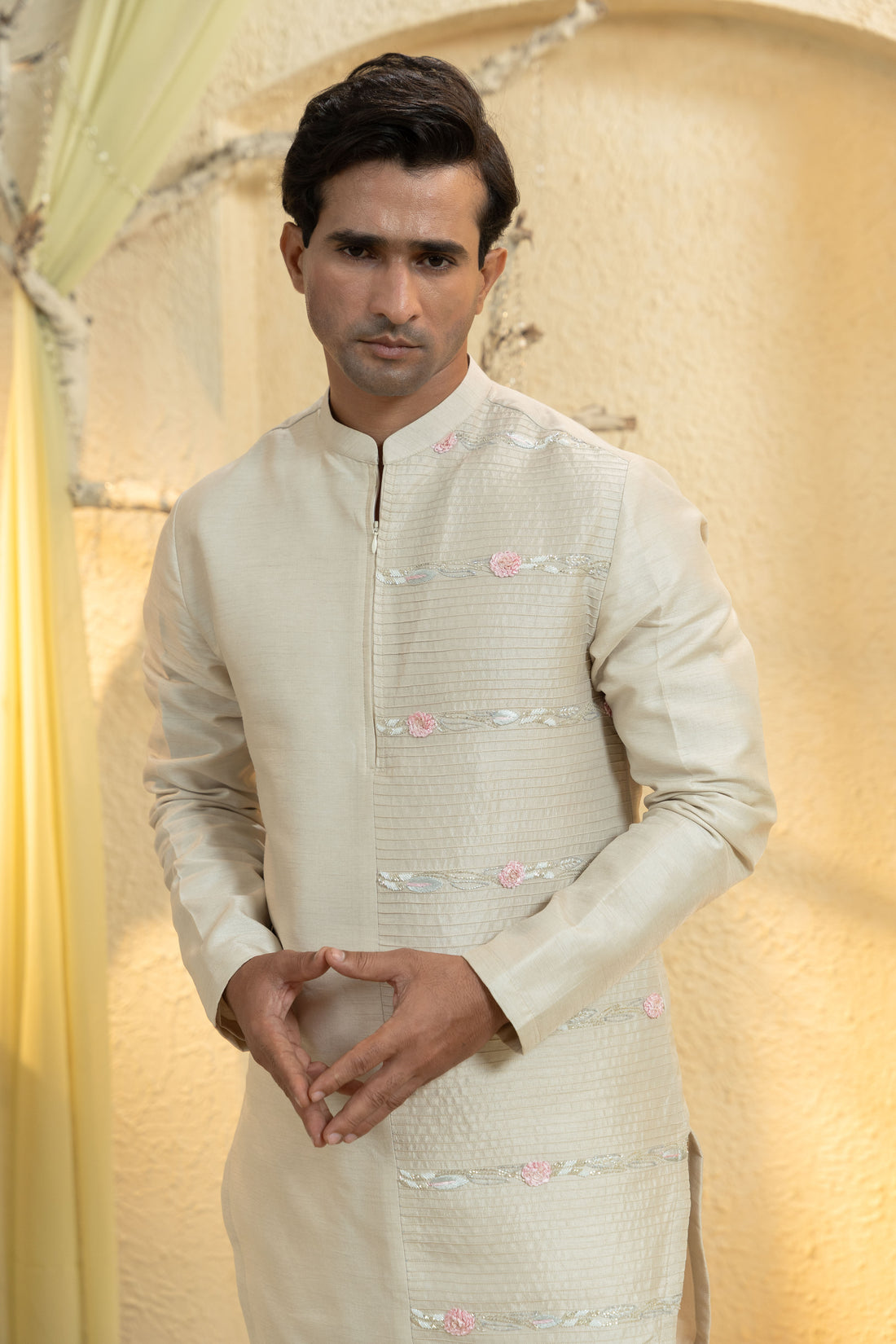 Ivory Mist Embroidered Kurta