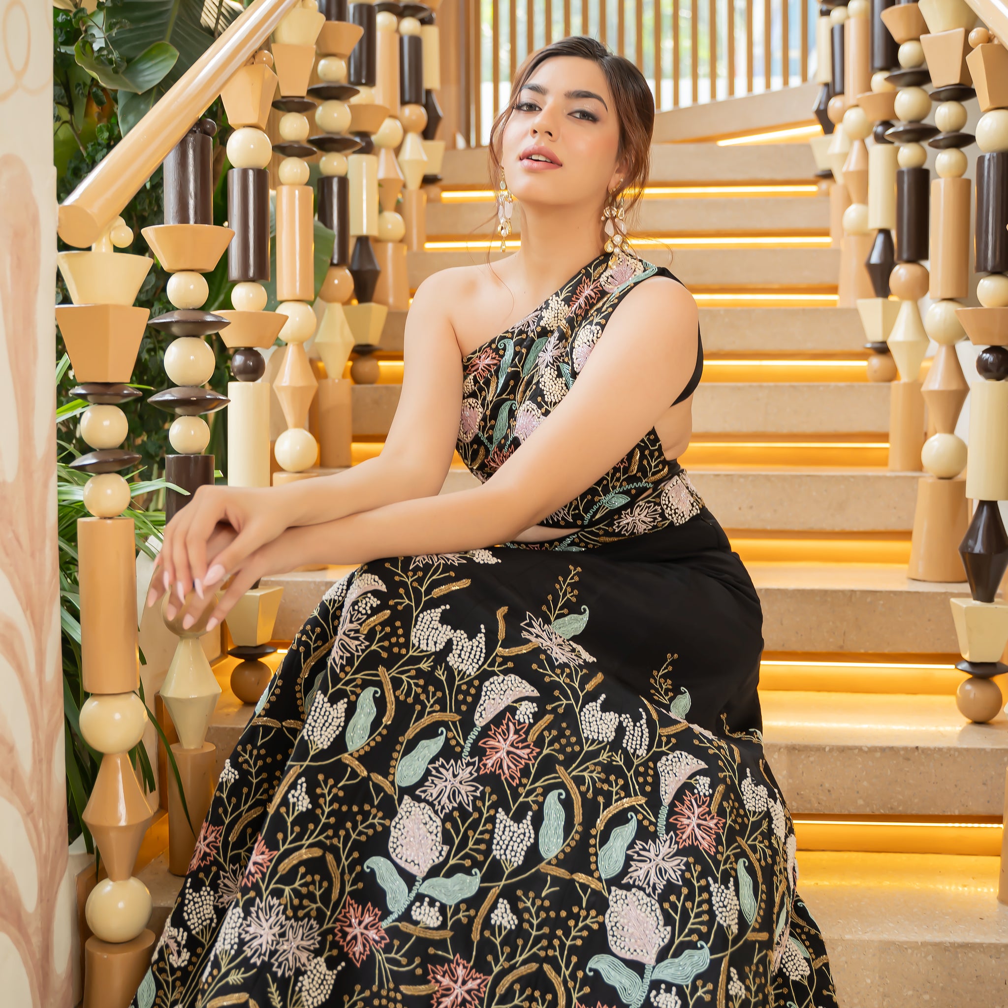 Nikita Dhongdi - Black Embroidered Lehenga Set