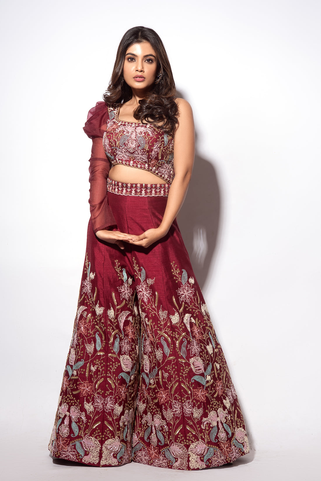 Ruby Red Embroidered Jumpsuit