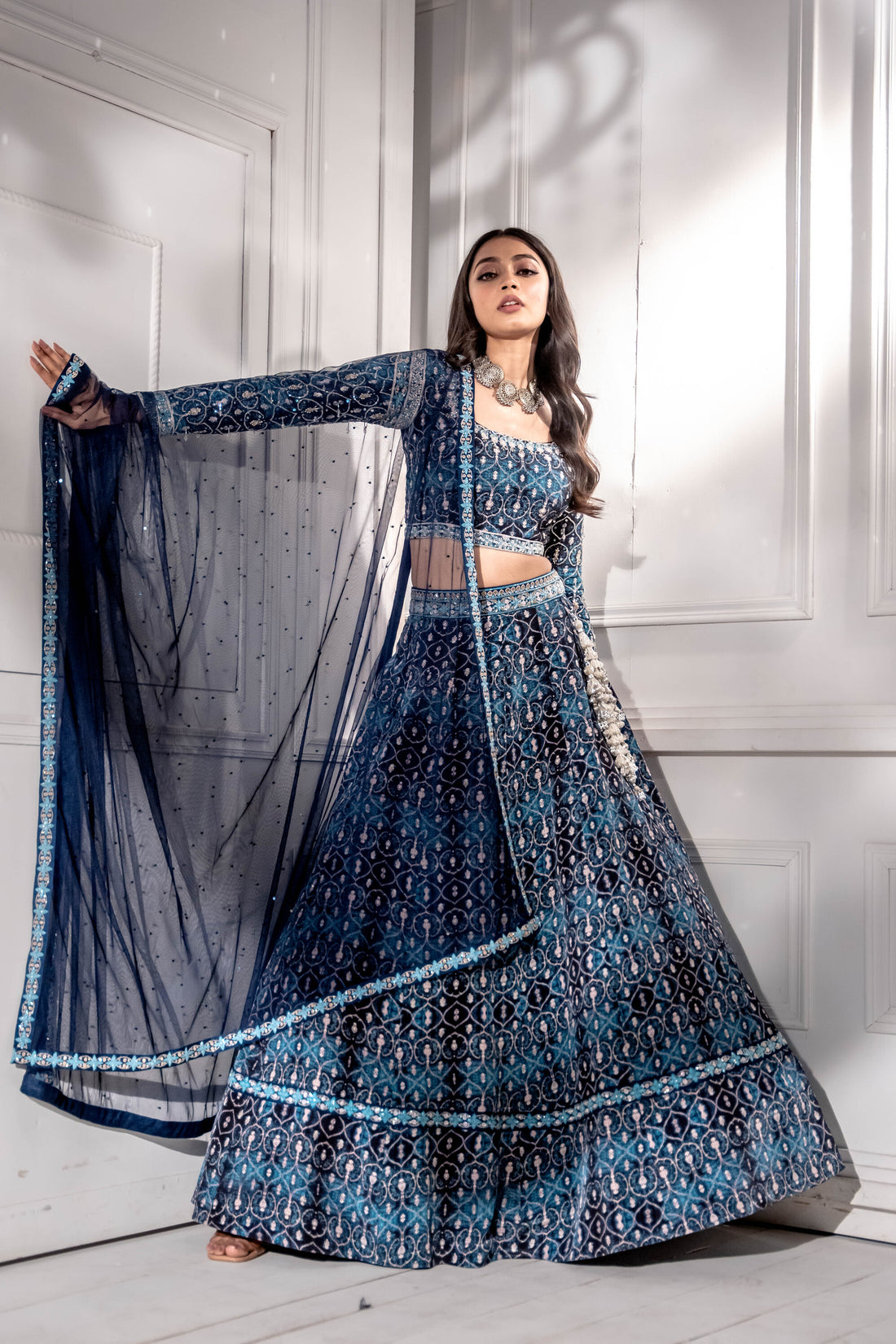 Printed Blue Lehenga