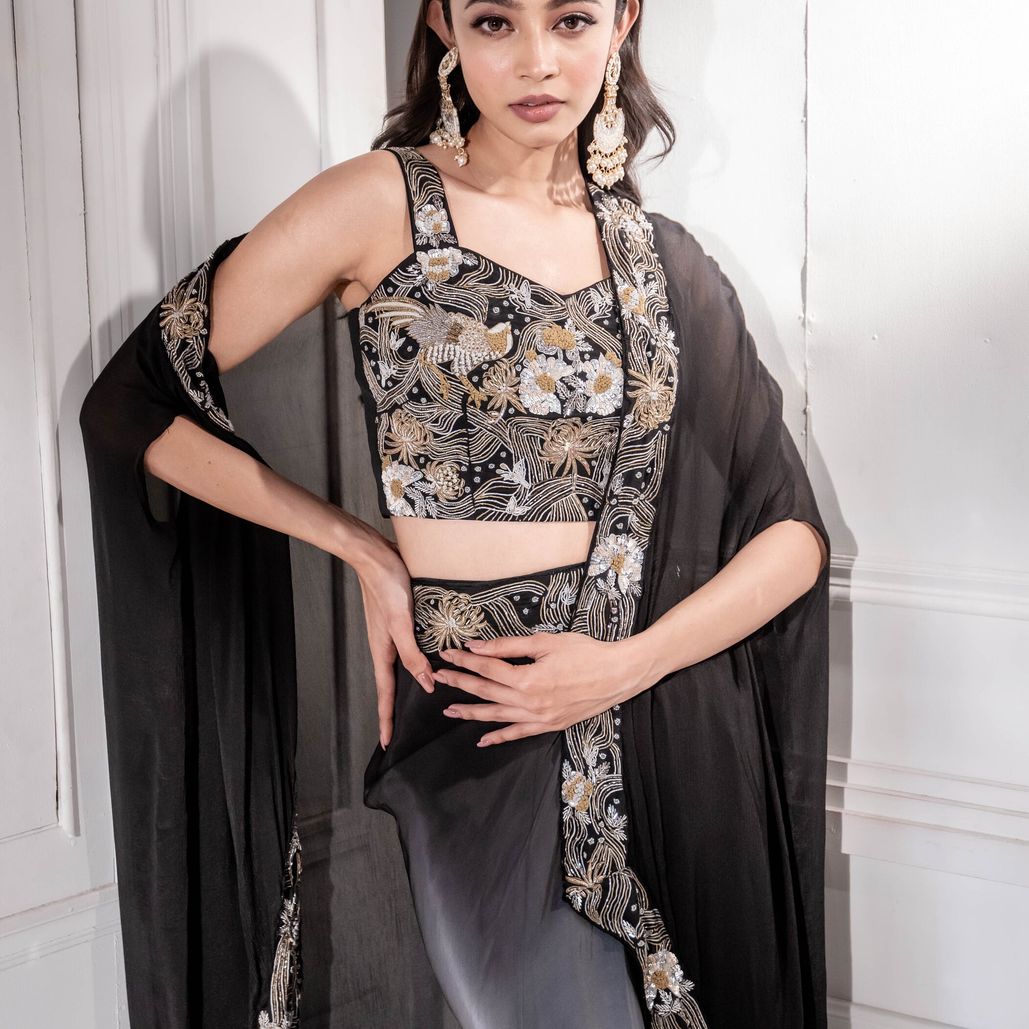 Black Ombre Cape Set