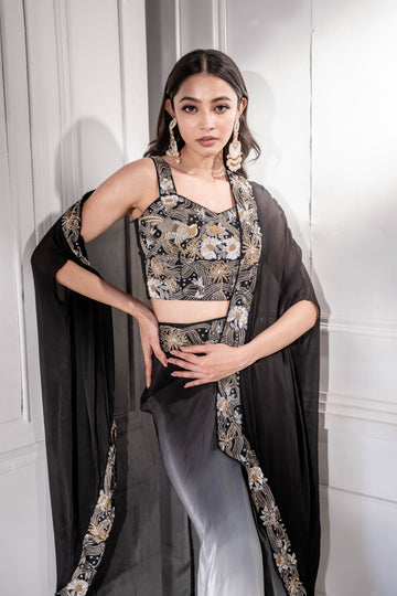 Black Ombre Cape Set