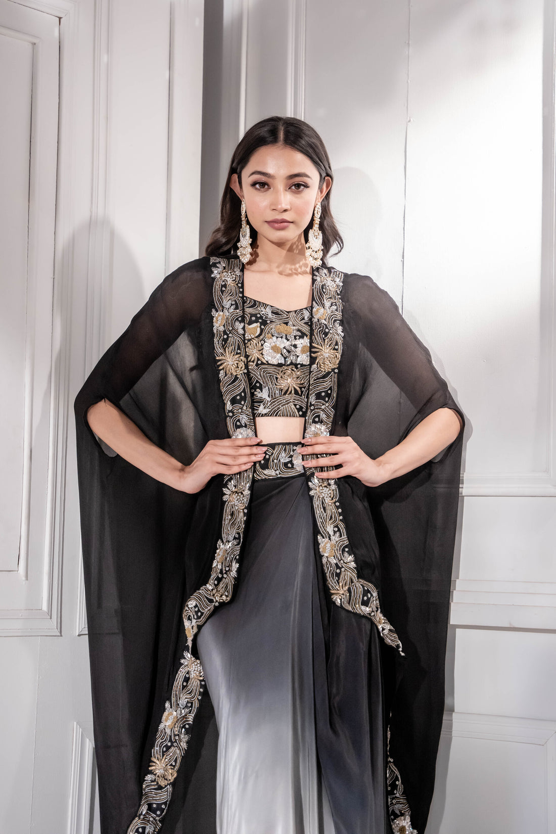 Black Ombre Cape Set