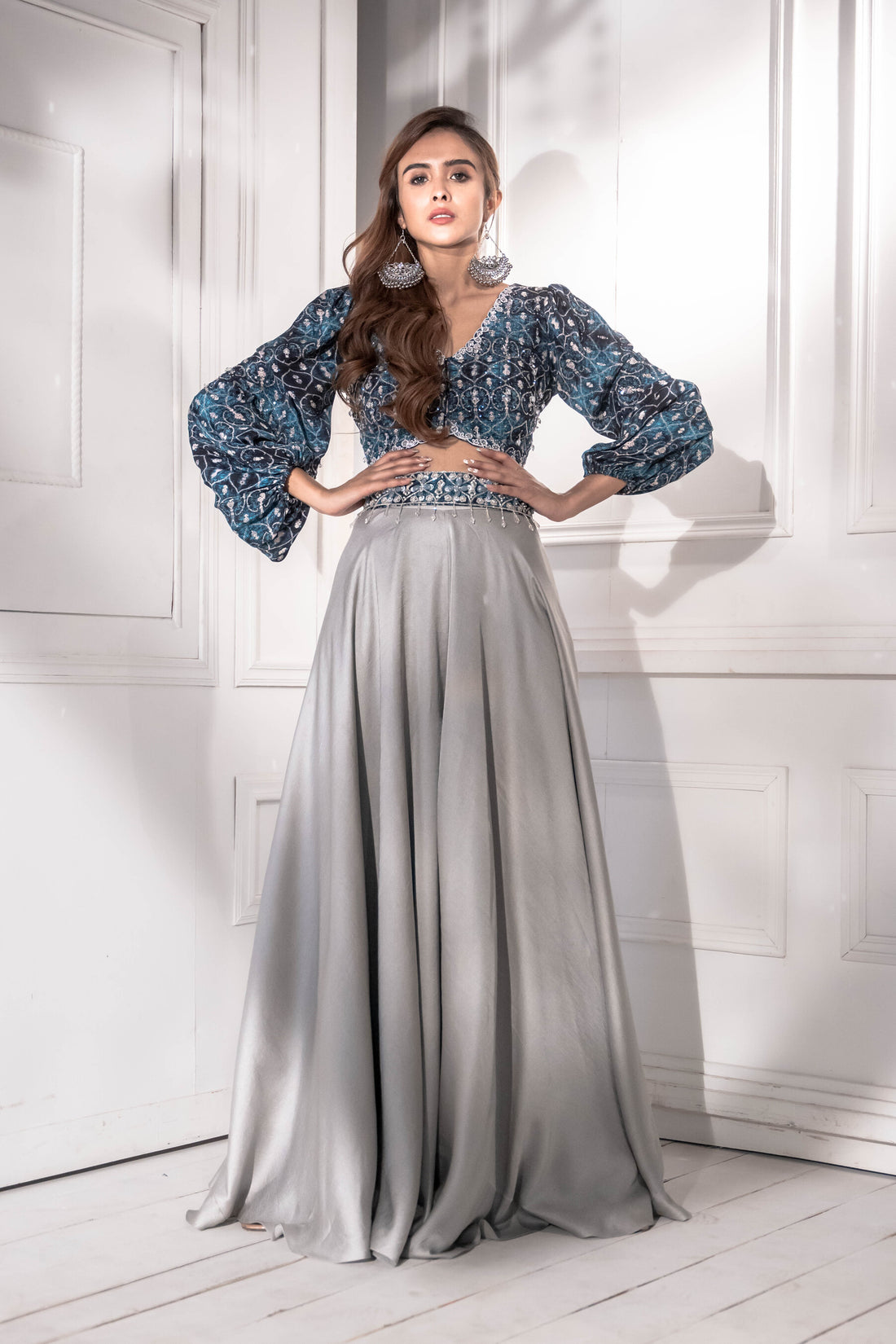 Printed Blue Pant Lehenga