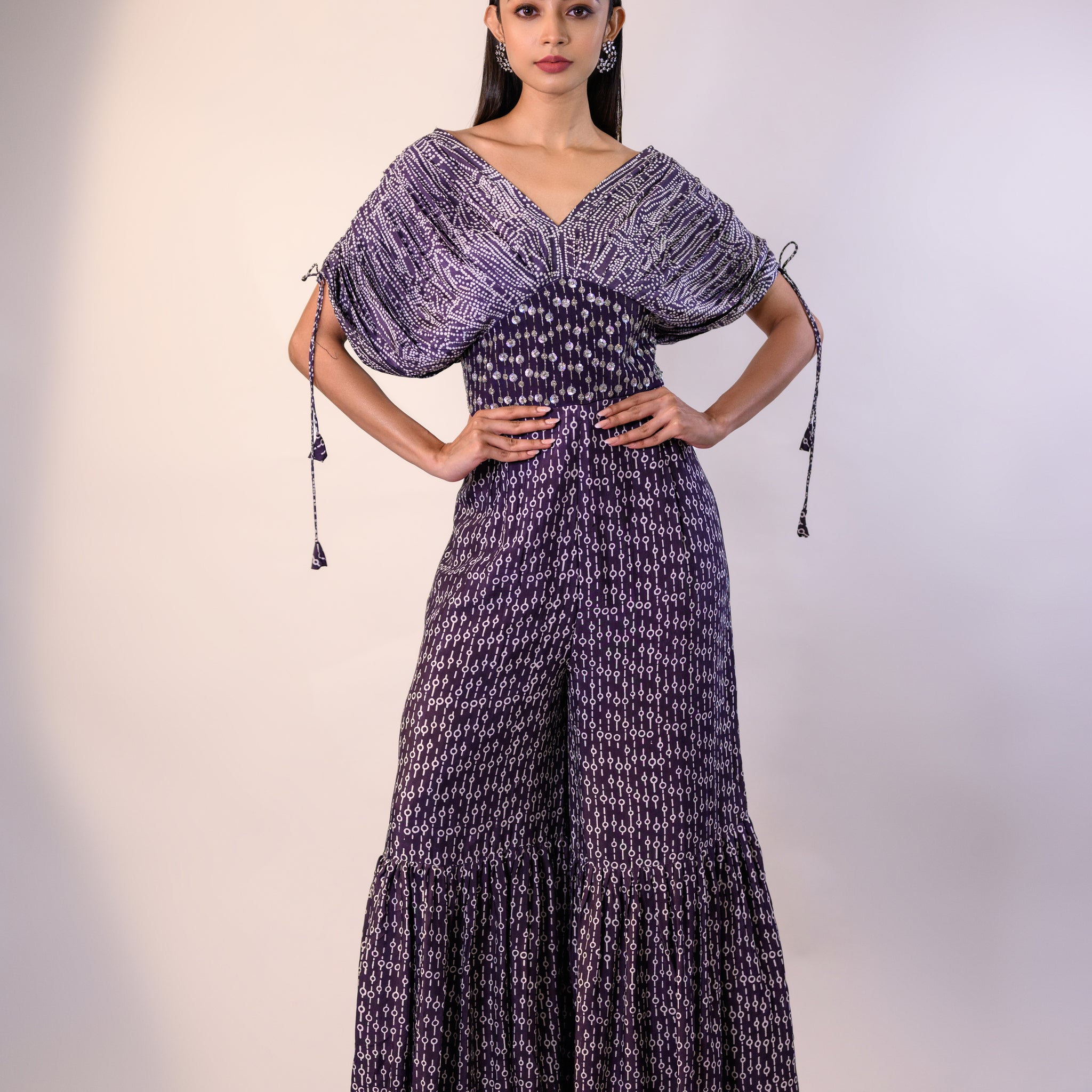Purple Printed Jumpsuit