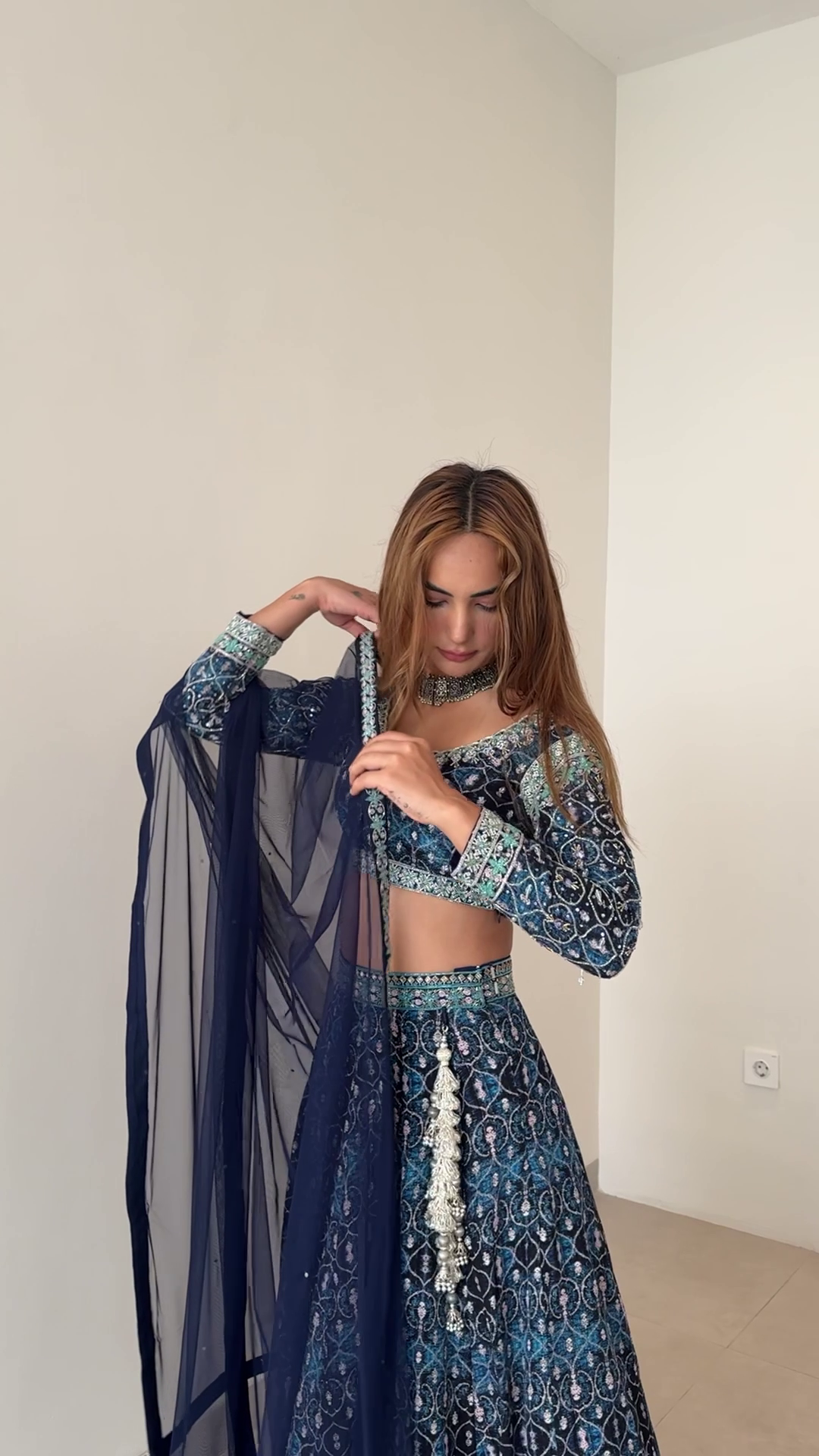 Kat Kristian - Printed Blue Lehenga
