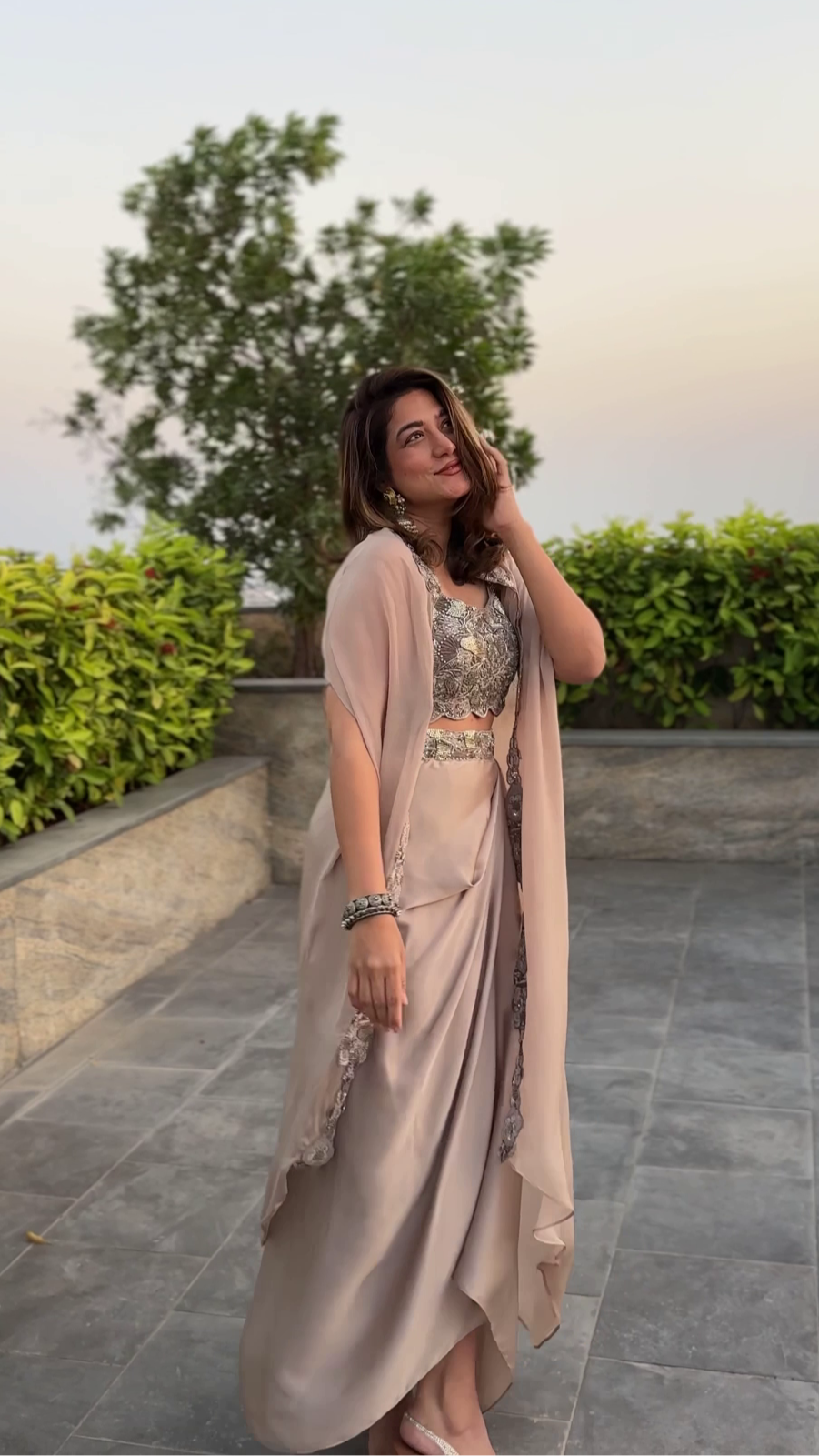 Shamshad Begum - Ivory Embroidered Cape Set